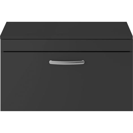 Nuie Athena Wall Hung 1-Drawer Vanity Unit and Worktop 800mm Wide - Gloss Grey (1/5)