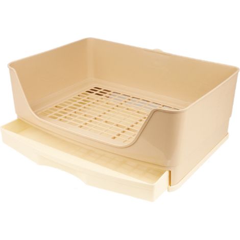Bac à litière pour lapin, grand format, avec tiroir amovible, pour petits animaux (lapin, cochon d'Inde), maison d'angle avec toilettes (blanc).