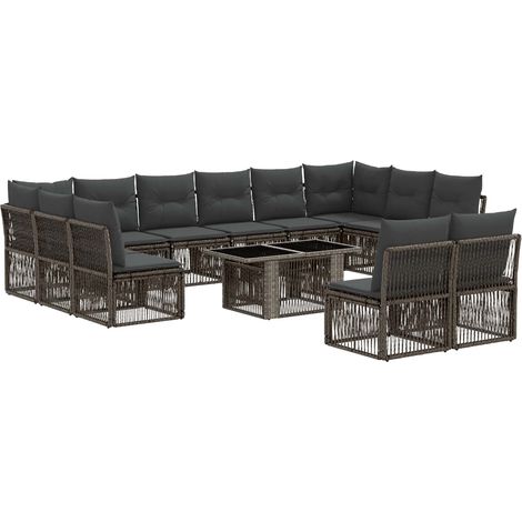 Set Divano da Giardino 13 pz Grigio polyrattan vidaXL (1/5)