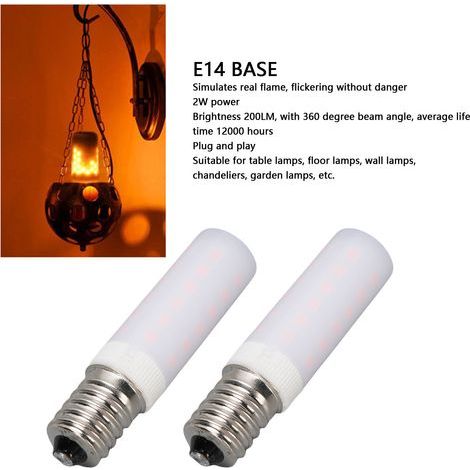 Ampoule LED Flamme Effet Flamme E14 2W 200LM PC, Ampoule Flamme Vacillante pour Décorations Indoors et Extérieurs (1/5)