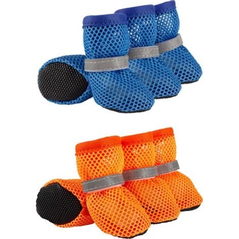 Achtteiliges Set schützender Hundeschuhe atmungsaktive und bequeme Sommerschuhe für Hunde geeignet für drinnen und draußen im Sommer Pink Rot S (1/5)