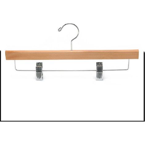 Lot de 1 cintre en bois avec pinces, teinte naturelle (1/5)