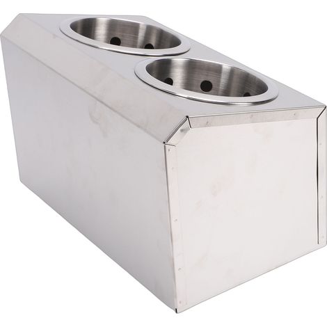Porte-argenterie de comptoir, organisateur d'ustensiles en acier inoxydable pour fourchettes cuillères baguettes 2 compartiments 1 rangée