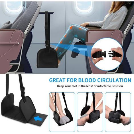Repose-Pieds - Mousse A Memoire De Forme - Pour Avion Train Bus Bureau - Noir - 1 Piece (1/5)