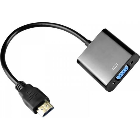 vers VGA Adaptateur HDMI vers VGA 1080P, HDMI VGA avec Charge (Alimentation) Micro USB et Prise de Sortie Audio 3,5 mm Ports pour Macbook, Ordinateur Portable, Apple TV,TV Box (Noir) (1/5)