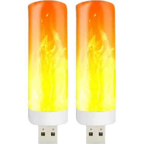 Veilleuse USB Effet Flamme Led, Lot de 2, Plastique Blanc (1/5)