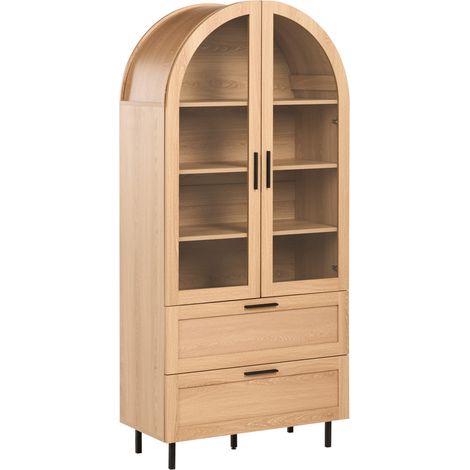 Vitrina decorativa con estantes de MDF armario expositor con frentes de vidrio marrón claro Lachine (1/5)