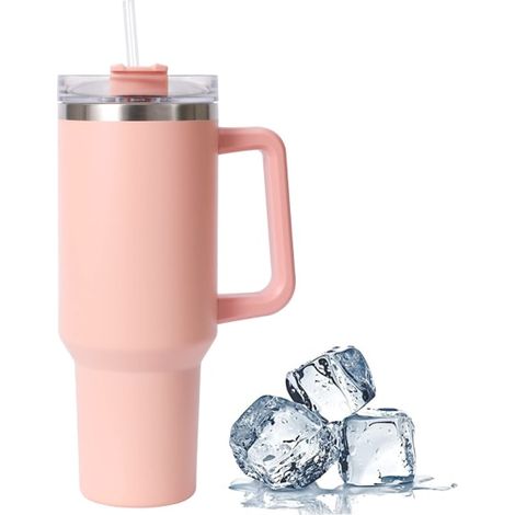Grande tasse isotherme 1200 ml avec paille, couvercle et anse, gobelet à café réutilisable, idéale pour boissons chaudes et froides (1/5)