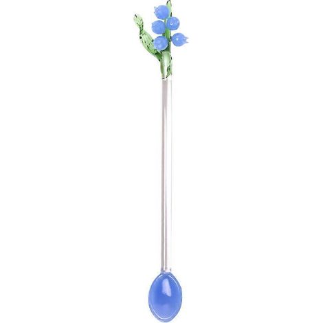 Cuillères à expresso, mini cuillères à café au lait Lily multicolores, petites cuillères en verre pour le thé, cuillère à mélanger avec tige - Bleu (1/5)