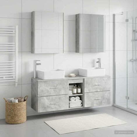 vidaXL Bathroom Furniture Set 5 pcs Concrete Grey (1/5)