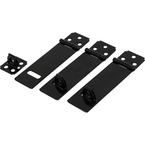 3 pièces 100mm 4' 'Schraube Feste Haspe Klammerschloss Schwarz pour Schranktor Tür (ce506de480953fee (1/2)