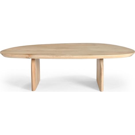 Drawer – Table basse fixe en bois massif de manguier – Bois clair – Hauteur 38 cm – Largeur 135 cm – Design bohème unique (1/4)
