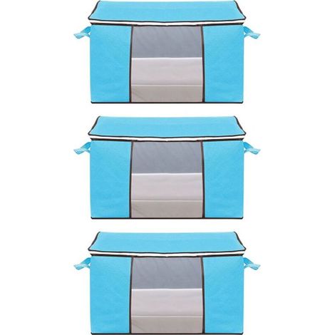 3 Pièces Grand sac de Rangement, petit sac à usages multiples Pliable Unterbett Bedside, de Stockage avec une Poignée, la Conservation des Couvertures, des Vêtements, des Couvertures, des Oreillers de (1/4)