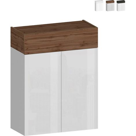 Moderne Schuhregal Weiß 2 Türen 4 Ablagen 76x34x100cm Ayenne - Natur