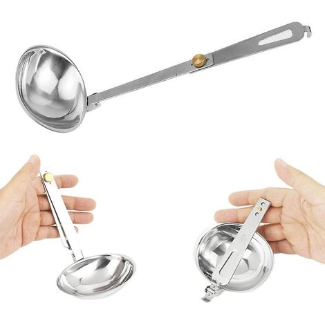 Faltbarer Suppenlöffel, tragbarer Edelstahl-Camping-Suppenlöffel für Outdoor-Küche und Reisen (1/2)
