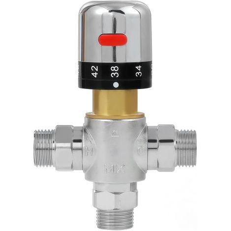 Thermostatische Duscharmatur, 1/2-Zoll-Gewindeanschluss, Fahrenheit-Skala, Material: Messing, einteiliges Design, silberfarben. (1/5)