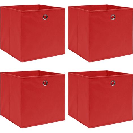 Boîtes de rangement 4 pcs Rouge 32x32x32 cm Tissu
