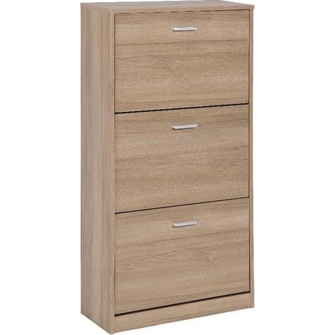 Mobile Scarpiera Salvaspazio in Legno 3 Ante Marrone 60 x 24 x 115 cm