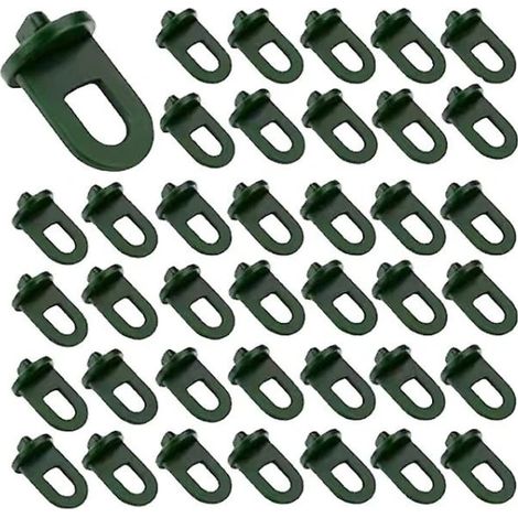 Pinces de serre, lot de 50, avec fixation robuste et boucles pour supports de treillis et plantes suspendues, vertes (1/5)