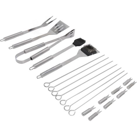 Ensemble de 20 accessoires de barbecue en acier inoxydable, kit de grillade portable pour activités en plein air en famille (1/5)