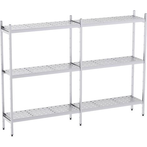 Rayonnage en Acier Inoxydable Linéaires Clayettes Perforées - 2090 à 2990 mm - 3 Niv - P400 - Distform