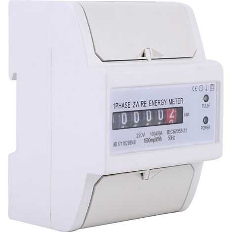Elektronischer Energiezähler (kWh) für DIN-Schienenmontage, 1-phasig, 2-adrig, 10(40)A (1/5)