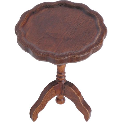 Table basse ronde miniature en bois à l'échelle 1/12, meuble miniature pour maison de poupée, modèle de table à manger couleur châtaigne (1/5)