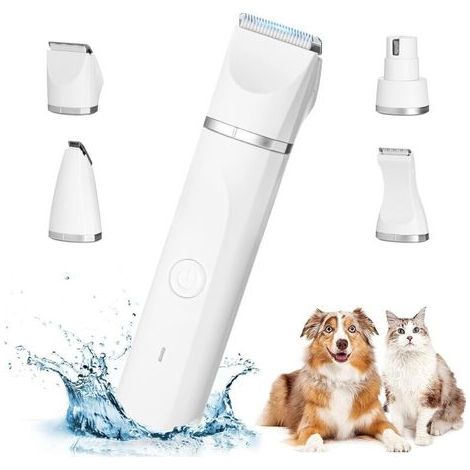 4-in-1 Professional Dog Clipper: Quiet Dog Clippers, IPX7 Waterproof, Cordless Pet Grooming Trimmer with USB Rechargeable Cable for Cats and Other Pets (1/5)