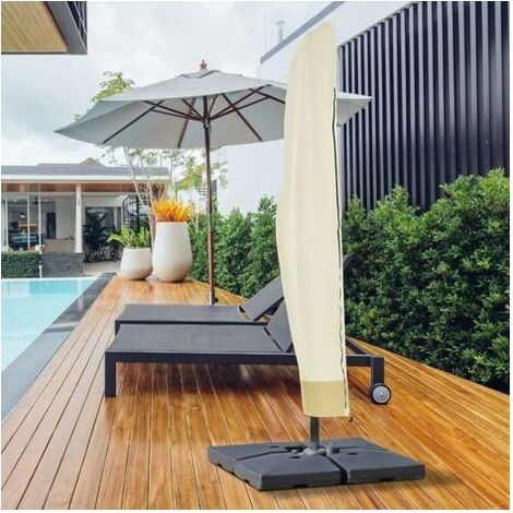 Housse de parasol déporté imperméable – Tissu Oxford avec revêtement PVC étanche – Dimensions 265x50x40cm – Cordon de serrage et fermeture éclair