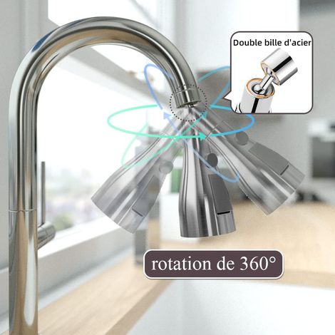 Robinet rotatif à bulles 360, économiseur d'eau, robinet de cuisine tip, robinet de disjoncteur d'injection avec adaptateur fm22 / M24, robinet d'extension avec 3 types d'injection accessoires (1/4)