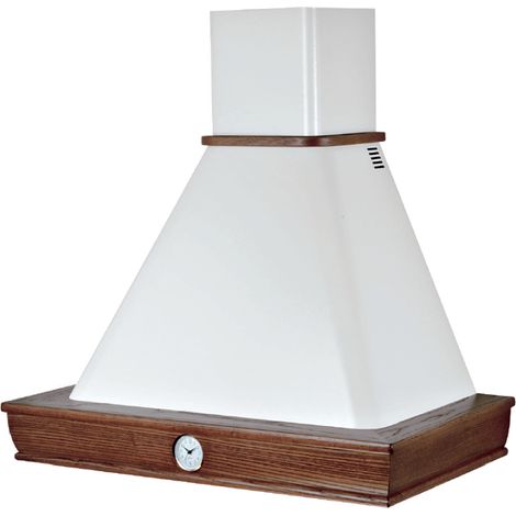 Cappa cucina rustica bianca FOSCA con cornice in legno comprensivo di orologio cm 120 (1/2)