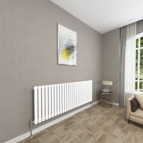 SKY Bathroom 600x1593mm White Single Oval Column Radiator Horizontal Central Heating Rad