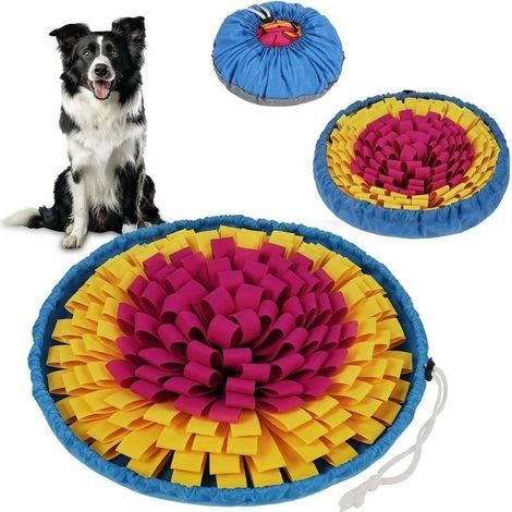 Tapis de Fouille Chien, Tapis de Reniflant Léchage Recherche de Nourriture Antidérapant Jouet Éducateur pour Chiens Slow Food l'apprentissage de l'intelligence et de l'olfaction, Jaune Rouge (1/5)