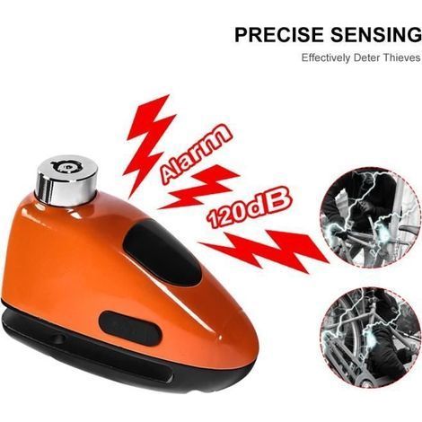 Bremsscheibenschloss, Motorradschloss, Scheibenbremsenschloss mit 120 dB Alarmton – geeignet für Motorrad, Fahrrad, Roller – USB-Ladefunktion (1/4)