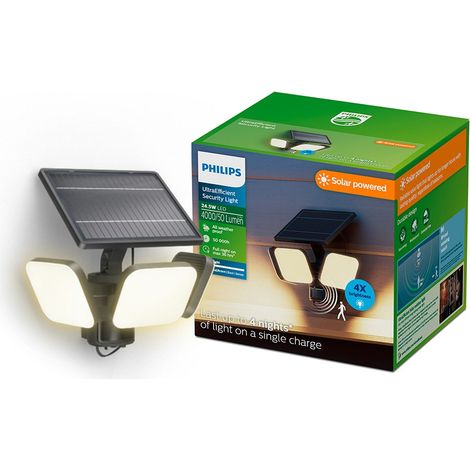 Luz de seguridad solar zyren negra, 24,5 w, 4000/50 im, 3000 k