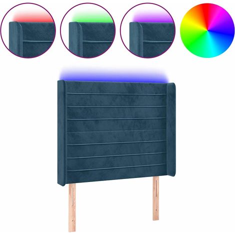 Testiera Testata del letto a LED Blu Scuro 83x16x118/128 cm in Velluto (1/5)