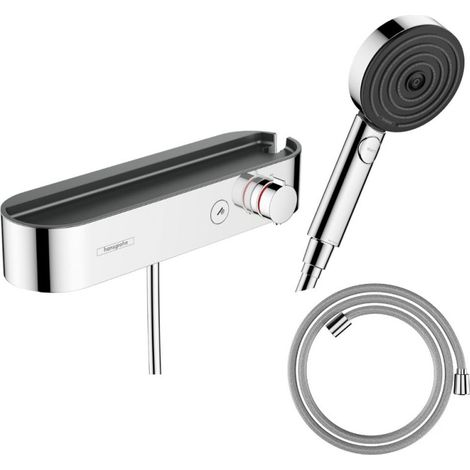 Set de ducha termostática HANSGROHE ShowerTablet Select + Flexo Designflex + Teleducha Pulsify Select S (3 tipos de chorro) – Cromo (1/5)