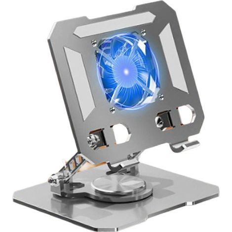 Multifunktionaler Tablet-Kühlständer, faltbar und verstellbar, mit Tischventilator.