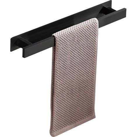 Porte-serviettes de salle de bain Porte-serviettes de douche - 40 x 6 x 4,5 cm, noir sans crochets (1/4)