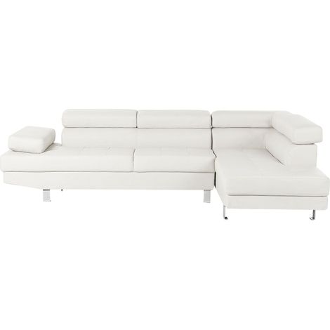 Ecksofa 5-Sitzer NORREA Kunstleder Weiß linksseitig (1/5)