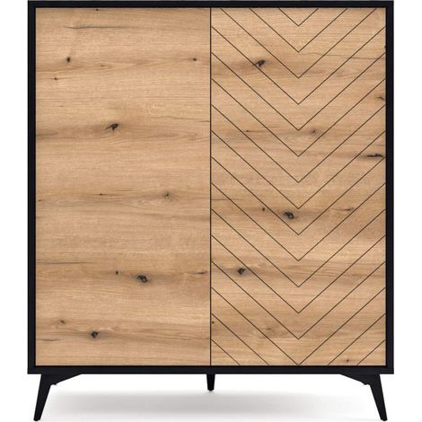 Buffet haut VARENA 2 portes avec rangements et métal (1/4)