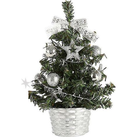 Mini sapin de Noël sans guirlande lumineuse LED, décoration de table artificielle, cadeau. Couleur : argent, 20 cm. (1/4)