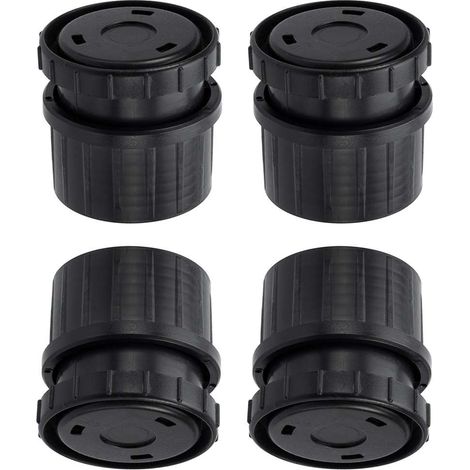 Cyclingcolors – Lot de 4 pieds de table ajustables Ø60mm – Hauteur 55mm (± 25mm) – Plastique noir pour meubles TV, canapés, buffets, armoires, bureaux