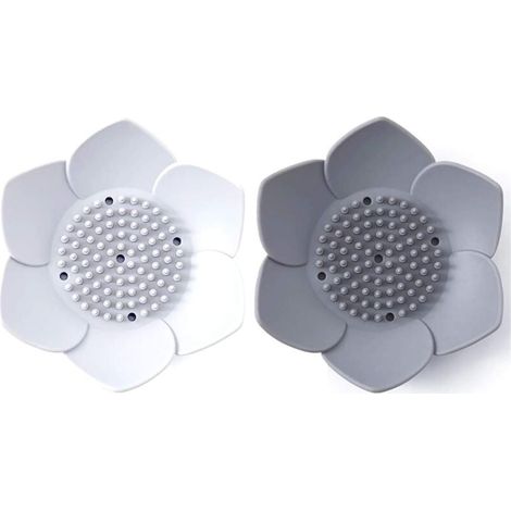 Set di 2 portasapone in silicone con motivo floreale giapponese, design moderno e pratico (bianco/grigio) (1/4)