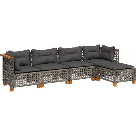 Maison Exclusive - 5-tlg. Garten-Sofagarnitur mit Kissen Grau Pol (1/5)
