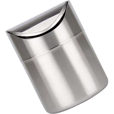 Petite poubelle avec couvercle, mini poubelle en métal, poubelle à couvercle basculant, corbeille à papier de table en acier inoxydable (1/5)