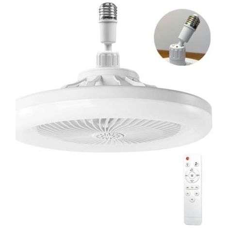 Deckenventilator mit Licht, Deckenventilator mit Fernbedienung, leiser Deckenventilator, E27 dimmbare LED-Deckenleuchte, 3 Geschwindigkeiten, Timer (weiß) (1/5)
