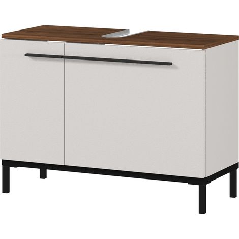Meuble sous-lavabo, en Imitation Cachemire/Noyer, avec découpe pour Siphon, 80 x 59 x 34 cm (l x h x p), Kaschmir (1/5)