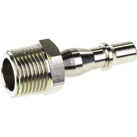 Raccord rapide pneumatique RS PRO, Filetage vers Mâle R 3/8 Mâle 3/8pouces PLC 60, Rectus 19 en Laiton ( Prix pour Paquet de 5 ) (1/2)