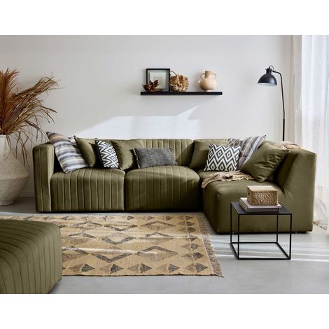Nova - 4-sitzer modulares ecksofa rechts - aus samt - grün (1/5)